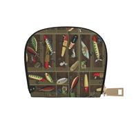 LAMAME Green Clever Monkey - Porta carte di credito in pelle stampata con cerniera, porta carte di credito, Esca da pesca., Taglia unica