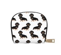 LAMAME Green Clever Monkey - Porta carte di credito in pelle stampata con cerniera, porta carte di credito, Bassotto Weiner Cani da compagnia, Taglia unica