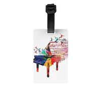 LAMAME La musica variopinta della tastiera del pianoforte ha stampato l'etichetta del bagaglio, etichetta unica del borsone di viaggio, etichetta di identificazione della valigia