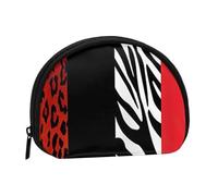 LAMAME Mini portamonete con stampa carlino, portatile, multifunzionale, Leopardo rosso e zebrato animale, Taglia unica