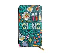 LAMAME Pochette da viaggio portatile in vera pelle stampata con marmo colorato, Tema della scienza dei cartoni animati., Taglia unica