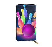 LAMAME Pochette in vera pelle stampata con sistema solare della galassia dello spazio esterno, portatile, organizer da viaggio neutro, Palline da bowling, Taglia unica