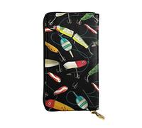 LAMAME Pochette in vera pelle stampata con sistema solare della galassia dello spazio esterno, portatile, organizer da viaggio neutro, Esca da pesca., Taglia unica