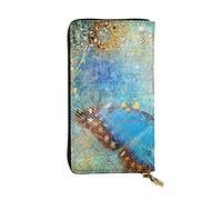 LAMAME Pochette in vera pelle stampata con sistema solare della galassia dello spazio esterno, portatile, organizer da viaggio neutro, Graziosa farfalla retrò ruggine, Taglia unica