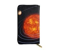 LAMAME Pochette in vera pelle stampata con sistema solare della galassia dello spazio esterno, portatile, organizer da viaggio neutro, Sistema solare della galassia dello spazio esterno, Taglia unica