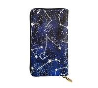 LAMAME Pochette in vera pelle stampata con sistema solare della galassia dello spazio esterno, portatile, organizer da viaggio neutro, Si illumina al buio., Taglia unica