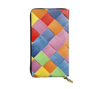 LAMAME Pochette neutra dell'organizzatore di viaggio del raccoglitore del cuoio genuino stampato plaid variop, Plaid colorato., Taglia unica, Classico