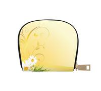 LAMAME Porta carte di credito con cerniera, in pelle stampata, motivo: luna, stelle e pianeti, Curving Camomilla Fiori Farfalle Volare, Taglia unica