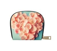 LAMAME Porta carte di credito con cerniera, in pelle stampata, motivo: luna, stelle e pianeti, Petali floreali a forma di cuore, Taglia unica