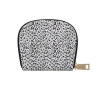 LAMAME Porta carte di credito con cerniera, in pelle stampata, motivo: luna, stelle e pianeti, Stampa leopardata, Taglia unica
