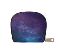 LAMAME Porta carte di credito con cerniera, in pelle stampata, motivo: luna, stelle e pianeti, Universo Con Stelle Galassia Interstellare, Taglia unica