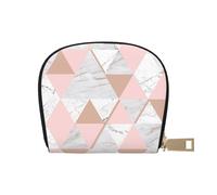 LAMAME Porta carte di credito in pelle stampata colorata viola marmo organizer semicircolare, Marmo rosa e oro, Taglia unica