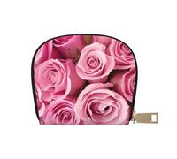 LAMAME Porta carte di credito in pelle stampata colorata viola marmo organizer semicircolare, Rosa, Taglia unica