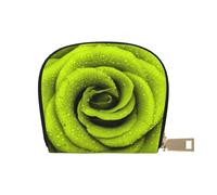 LAMAME Porta carte di credito in pelle stampata colorata viola marmo organizer semicircolare, Rosa verde., Taglia unica