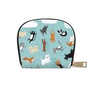 LAMAME Porta carte di credito in pelle stampata con aragosta e granchio, Pioggia Gatti & Cani, Taglia unica