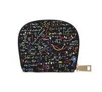 LAMAME Porta carte di credito in pelle stampata con motivo girasole mezza rotonda, Formula matematica., Taglia unica