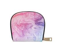 LAMAME Porta carte di credito in pelle stampata con simbolo del dollaro dorato, Colorato Marmo Rosa Pastello Blu Viola, Taglia unica