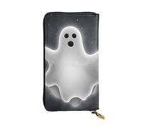 LAMAME Portafoglio da viaggio in vera pelle stampata con cappello da strega con fenicottero di Halloween, borsa da viaggio neutra, Nero e fantasma di Halloween, Taglia unica