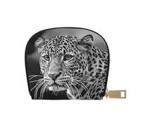 LAMAME Portafoglio in pelle stampata con animali selvatici stile retrò con porta carte di credito e porta carte di credito, Nero Bianco Leopardo Animale, Taglia unica