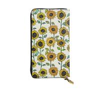 LAMAME Portafoglio in vera pelle stampata con api girasoli borsa da viaggio organizer da viaggio neutro, Girasoli romantici, Taglia unica