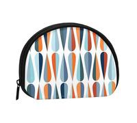 LAMAME Portamonete con motivo a strisce triangolari, stile bohémien, mini organizer per monete, portatile, multifunzionale, Metà secolo moderno retrò con forme di goccia, Taglia unica
