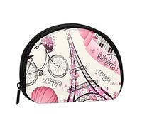LAMAME Portamonete con stampa di cervi, mini organizer per monete, portatile, multifunzionale, Bicicletta romantica Torre Eiffel di Parigi, Taglia unica