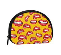 LAMAME Portamonete con stampa di cervi, mini organizer per monete, portatile, multifunzionale, Le donne sorridenti e mordono le sue labbra rosse, Taglia unica