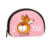 LAMAME Portamonete con stampa sul tabellone del campo da basket, mini organizer per monete, portatile, multifunzionale, Carino cartone animato Welsh Corgi Dog Butt Cuore, Taglia unica