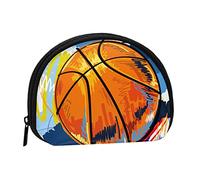 LAMAME Portamonete stampato con simbolo del dollaro dorato, mini organizer per monete, portatile, multifunzionale, Pallacanestro colorato schizzo divertimento, Taglia unica