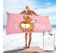 LAMAME Simpatico asciugamano da bagno in microfibra con stampa di cane corgi gallese con cuore stampato portatile ad asciugatura rapida asciugamano da bagno in microfibra per campeggio, palestra,