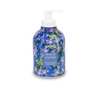 L'AMANDE - Sapone Liquido Mani e Corpo Fresco e Delicato al Te Verde, Bagnoschiuma Gel Detergente Nutriente con Mandorle e Caramello, Sapone Mani e Docciaschiuma Naturale - Fiori di Zaffiro, 300 ml