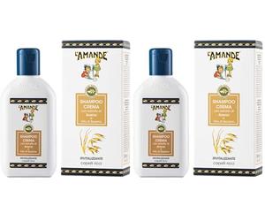 L'AMANDE - Shampoo Capelli Ricci con Vitamina E e Olio di Mandorle Dolci, Crema Capelli Ricci Rivitalizzante con Sali Minerali, Shampoo Uomo e Donna Delicato Idratante - Avena e Olio di Sesamo, 200 ml