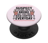 L'amante del caffè freddo afferma che ha rotto ma beve un detto divertente quotidiano PopSockets PopGrip Adesivo