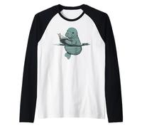 Lamantino Lettura Libro Bookworm Lamantini Ocean Animal Lover Maglia con Maniche Raglan