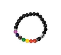 LAMARE - Bracciale Ossidiana 7 Chakra con Testa di Buddha - Gioielli Energia e Benessere - Protezione Energetica - Pace Interiore - Equilibrio - Armonizza - Vitalità - Energia - Pietra Naturale 8mm