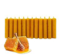 LAMARE Candela al miele naturale puro al 100% pura cera d'api - Pannello - Confezione da 12 unità - Lunghezza 10 cm - Diametro 2 cm