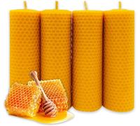 LAMARE Candela al miele naturale puro al 100% pura cera d'api - Pannello - Confezione da 4 unità - Lunghezza 15 cm - Diametro 4,5 cm