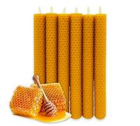 LAMARE Candela al miele naturale puro al 100% pura cera d'api - Pannello - Confezione da 6 unità - Lunghezza 20 cm - Diametro 2 cm