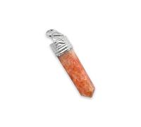 LAMARE - Ciondolo - Punte di minerali - Crimpatura in rame placcato argento - Pezzi artigianali unici - Misura tra 2 e 4 cm - 1 pezzo (pietra sole)