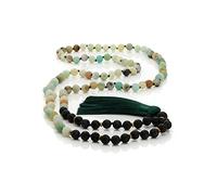 LAMARE - Japa Mala buddista - Collana/Bracciale da 108 Perline per meditazione e Yoga (8 mm, Amazonita e Lava)