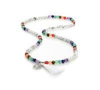 LAMARE - Japa Mala Budista - Howlita - Collana/Bracciale da 108 Perline per la misurazione e Yoga - Chakras - Albero della vita - 6 mm.