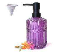 LaMarriti Dispenser di sapone viola con pompa antiruggine, dispenser di lozione per le mani in vetro ricaricabile, per piano di lavoro del bagno e cucina (viola)