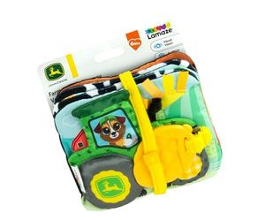 Lamaze John Deere Farm to Table Journey, libro pieghevole morbido per bambini con pannelli colorati e in bianco e nero, suoni increspati, squeaker, nastri, giocattoli sensoriali per