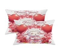 Lamb Lover Cute Hearts Roses Federe Decorative Set 2 Resistenti Copri Cuscino Morbida Federe Cuscini per Giardini Camera da Letto Divano 40X60Cm
