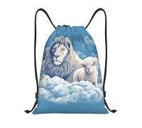 Lamb with A Lion On The Clouds Borsa con Coulisse Sacca con Cordoncino Unisex Regolabile Borsa Palestra per Viaggi Vacanze Yoga 36X42Cm
