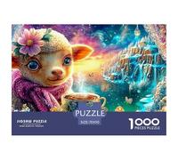 Lamb with Flower, Scarf, Hot Tea, Winter View Puzzle Da 1000 Pezzi Dream Sheep Giochi Di Puzzle Per La Famiglia Per Adulti, Bambini E Anziani 70x50cm/1000pcs