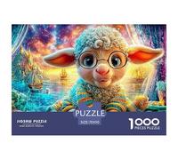 Lamb with Glasses, Sweater, Magical Sea View Puzzle Da 1000 Pezzi Dream Sheep Ideale Per Uomini, Donne, Anziani E over 65 70x50cm/1000pcs