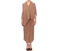 Lamberto Petri Brown Draped Silk Sheath Shift Coctail Dress - IT44|L