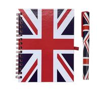 Lamberts Taccuino Union Jack e penna abbinata, formato A6, con rilegatura a spirale, motivo: bandiera britannica, in stile invecchiato, per appunti britannico