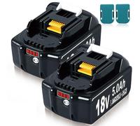 Lambluefly 2 x 18V 5Ah/5000mAh Batterie di Ricambio & 2 Supporti, per Batteria Makita 18V, Indicatore LED, Compatibile BL1860 BL1860B BL1850 BL1850B BL1840 BL1840B BL1830 BL1830B BL1815-1845 194205-3